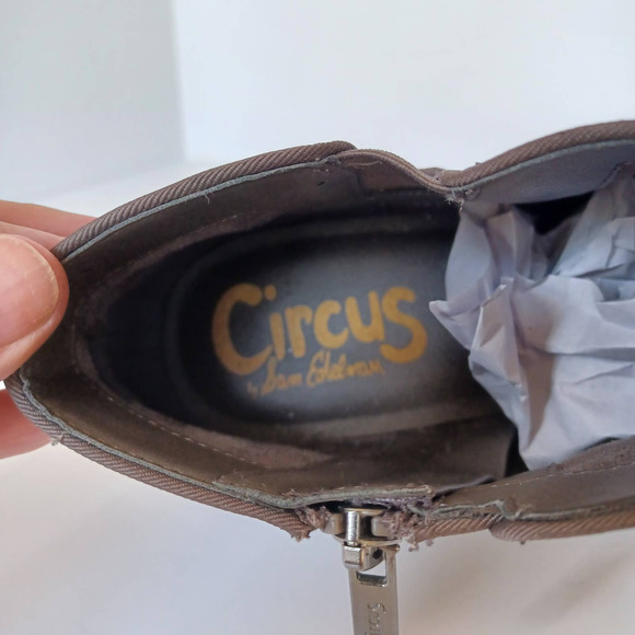 Circus Sam Edelman Size 9.5 Brown Suede Stacked Heel Bootie Side Zip Elastic - Picture 6 of 9